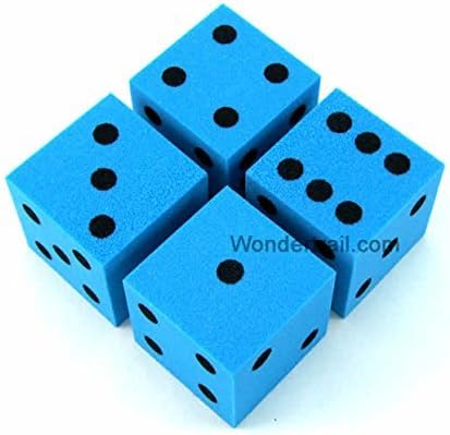 Wondertrail Blue Foam Dice with Black Dots D6 25mm (1in) Pack of 4