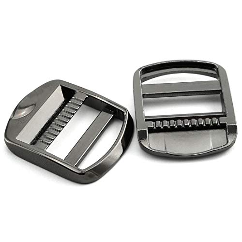 HJ Garden 4pcs Metal Ladder Lock Buckle Slider Adjustable Zinc Alloy Buckles for Backpack Strap Accessories 25mm(Black)