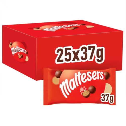 MALTESERS - Bonbons Chocolat au Lait Cœur Croquant - 25 x 35g Sachets de Chocolats - Grand Format - 925g