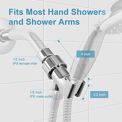 Offo Shower Head Holder For Handheld Shower Head, Adjustable Shower Arm Mount For Connecting Shower Arm And Shower Hose, 1/2 Inch Ips Female Inlet And Male Outlet, Chrome Finish #TOP1