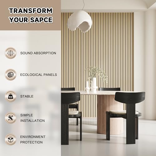 POHARE 2 Pack Wood Slat Wall Wood Paneling,95 x 8 in Soundpoof Wooden Engineered Wooden Slat Wall Panels,Stylish Acoustic Wall Panels for Interior Walls Decor with Felt Backing,Oak — view 4
