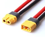 VUNIVERSUM XT60H przedłużacz, 12AWG, kabel silikonowy, 2-pinowe gniazdo na wtyczkę, kompatybilny z XT60, 5-300 cm, odporny na wysokie natężenie (2-biegunowy XT60H, 100, 100,0, centymetr)
