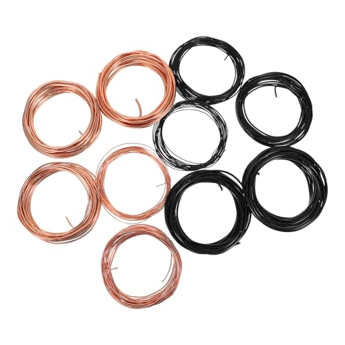 Kit de alambre de aluminio para bonsái Lurrose (10 pzas, grosores 1.0-3.0 mm, marrón y negro)