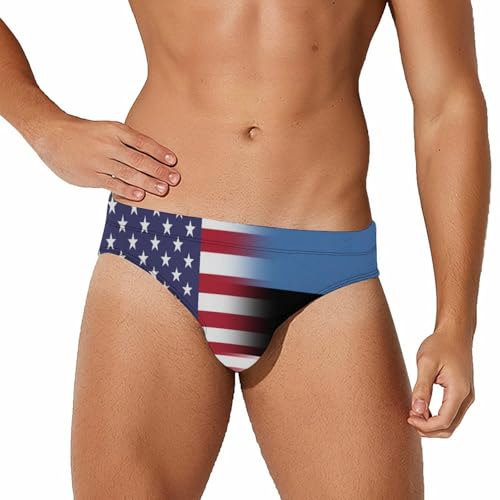 U.S.A Estonia Flag Mens Swim Briefs Bikini Sexy Low Rise Trunks Swimsuit Bathing Suit Beach
