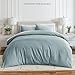 Bare Home Microfiber Duvet Cover Set - Ultra Soft Washed Microfiber - King/California King Size - Linen-Like Look - Easy Care - Breathable Fabric - Our Softest Duvet Cover Set (Sea Spray)