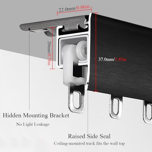 Barre de montage balcon en aluminium noir de 160 cm pour plafond