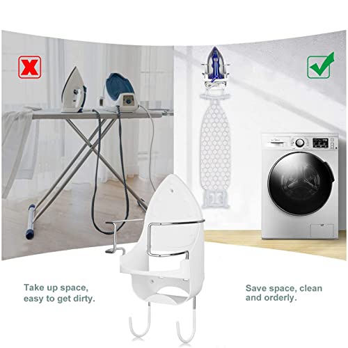 Ironing Board Hanger Wall Mount, Electric Iron Holder Laundry Room Iron And Ironing Board Storage Organizer Shelf With Removable Hooks For Household Bathroom Cabinet - For Less Than 5 Inch Width #TOP6
