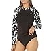 hurley Ladies Long Sleeve Rash Guard (as1, Alpha, m, Regular, Ink Fresco, M)