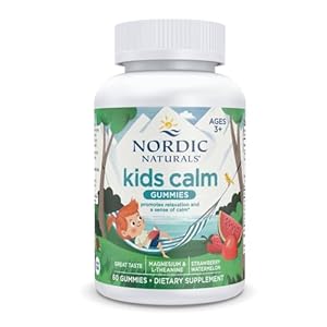 Nordic Naturals Kids Calm Gummies – Strawberry Watermelon – 60 Gummies – Magnesium L-Theanine Supplement – Calming for Kids – Relaxation Support – Up to 60 Servings