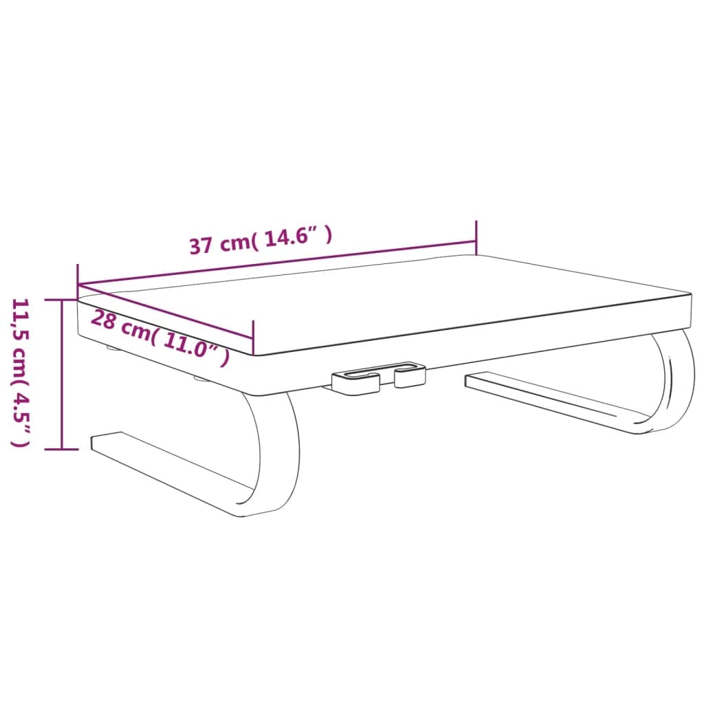 Supporto per monitor nero in polistirene HIPS resistente agli urti, 37 x 28 x 11,5 cm, con spazio per tastiera e dispositivi multimediali, supporto ergonomico per soggiorno e angolo gaming