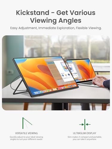 Image of Portable Monitor 24.5 inch 165HZ, 2K Portable Gaming Monitor with FreeSync, HDR, 180Adjustable Stand & VESA, 350Nits QHD IPS Large Travel Gaming Second Screen for Laptop, Game Console