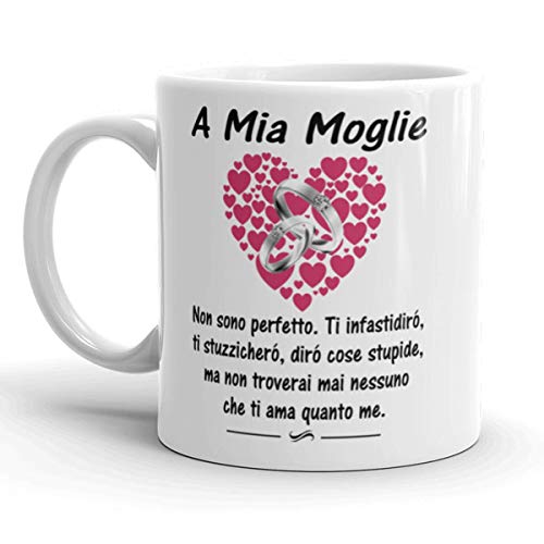Vulfire Moglie Tazza Regalo Donna Compleanno Idea Originale Idee Regali per lei per Natale Matrimonio, A Mia Moglie (Bianco, Ceramica)