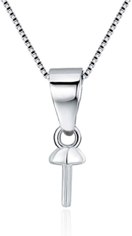 10Pcs Sterling Silver Simple Bail Pin Pendant Fitting for Pearl Jewelry, Design Pendant Mount for Women DIY Jewelry Making