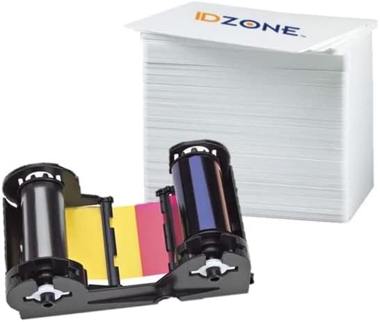 Nisca NGYMCKOPRC Color Ribbon - 250 Prints for PR-C101 Printers with 500 ID Zone Premium White Blank Plastic CR80 30 Mil PVC Cards