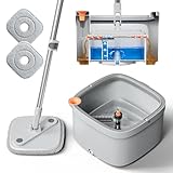 KZKR Drehmopp und Eimer-Set mit Selbsttrennung, schmutziges und sauberes Wassersystem, selbstauswringend, um 360° drehbarer quadratischer Wischkopf für Hartholz, Fliesen, Marmorböden, (Mopp-Set mit 2