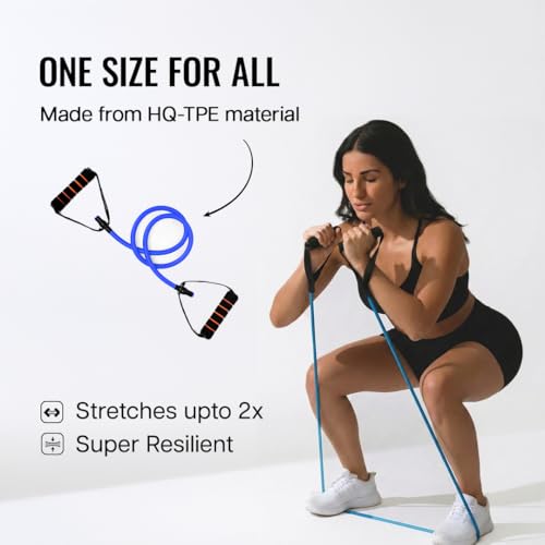 Image of Wiselife Adjustable Resistance Bands with Handles for Exercise | Heavy Duty Workout Bands with Door Anchor for Strength Training, Physical Therapy & Full Body Home Workouts 15kg (Blue)