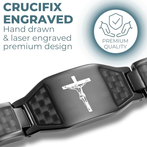 Willis Judd Christian Bracelet For Men With Crucifix Christian Religious Gift 8.5inch Titanium2