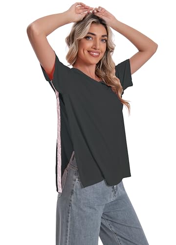 Post Shoulder Surgery Shirt for Women Short Sleeve V Neck Rotator Cuff Broken Arm Recovery Must Haves Clothing Comfy Shirts4