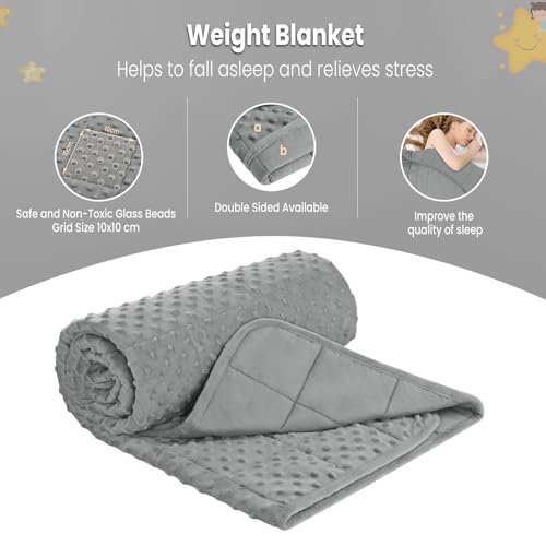 Miniatura 3 de Woltu Manta Pesada, 2,3 Kg, 90x120 Cm, Manta Ponderada De Algodón Suave Y Puntos Minky, Gris