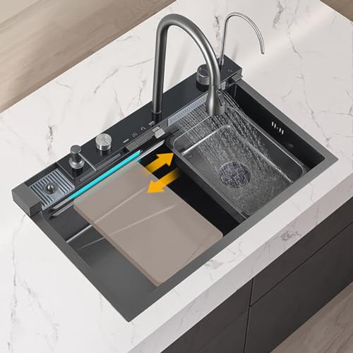 Évier de cuisine cascade nano avec écran numérique inox 304 - 8