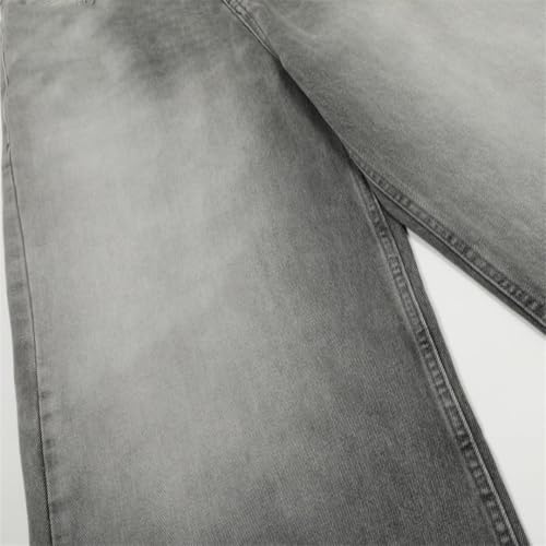 Men’S Distressed Wide Leg Jeans Mid Waist Loose Fit Denim Pants High Street Style Zipper Fly Ripped Design Jeans3