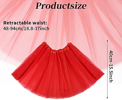 Jupe Tutu En Tulle Pour Femme - Style Vintage Des Années 1950 - Tutu De Danse élastique à 3 Couches Pour Halloween Et Fête Costumée, Rouge, Taille Unique