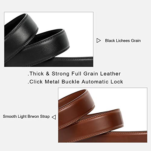 Xzqtive Men's Ratchet Belt For Dress 2Pack Slid Leather Belt With Automatic Click Buckle #TOP2