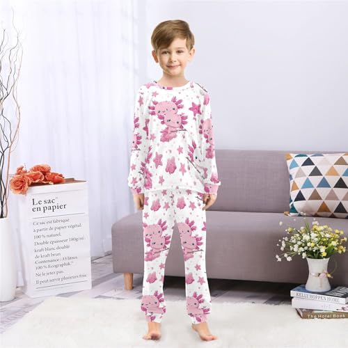 Cute Axolotl Pink Starfish Soft Pajama Set for All Seasons,Breathable Pjs Long Sleeve Sleepwear,Comfy Loungewear 2 Piece Underwear Set 4T4