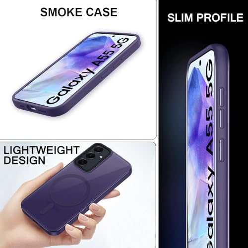 Image of SIZUKA Samsung A55 Magsafe Hard Back Case | Matte Design & 360 Protection | Military-Grade Samsung A55 Cover | Strong Magnet Back - Purple