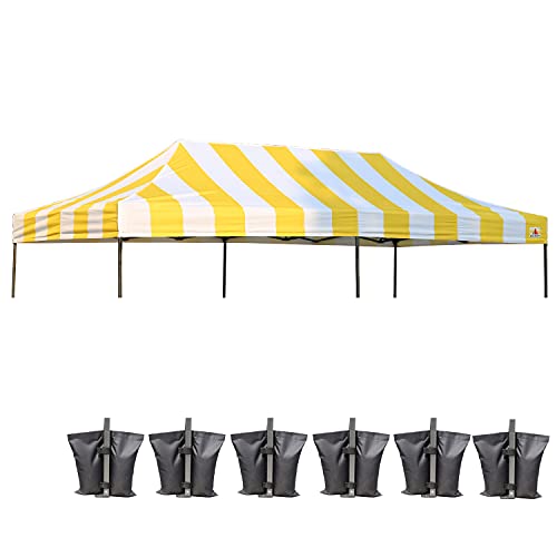 Image of ABCCANOPY Replacement Canopy Top for Pop Up Tent 10x20 Yellow Stripe