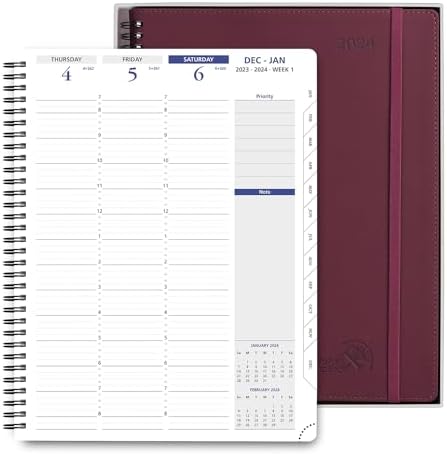 POPRUN Premium Diary 2024 Week To View (22.3 x 16.9 cm) - A5 Hardback Week Planner 24 for Appointment Packaged in a Gift Box, Monthly Tabs - Foest Green