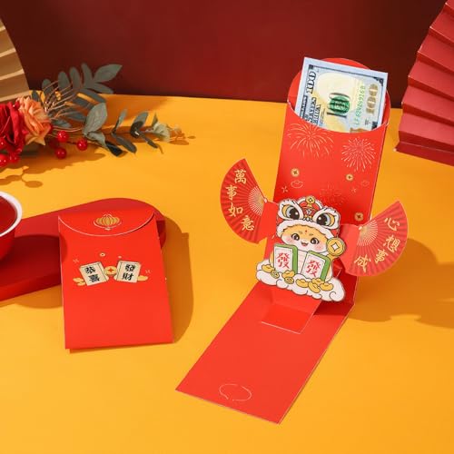 Envelopes vermelhos para o Ano Novo Chinês da Cobra Hong Bao 2025 Envelopes de Dinheiro da Sorte Pop