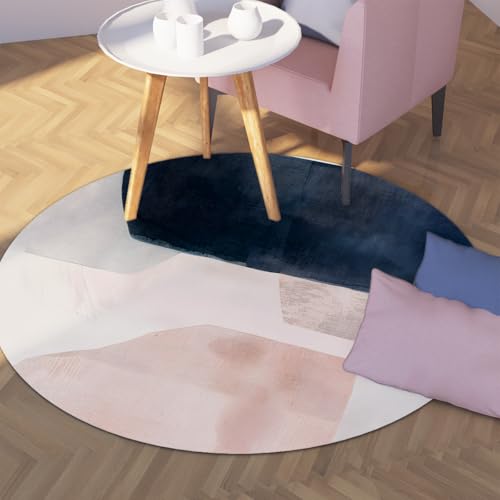 Tapis rond abstrait 140 cm salon design géométrique lavable - 4