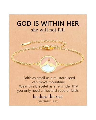Silver/Gold Move Mountains-Mustard Seed Link Bracelet Catholic Christian Easter Christmas Birthday Gifts for Women Her