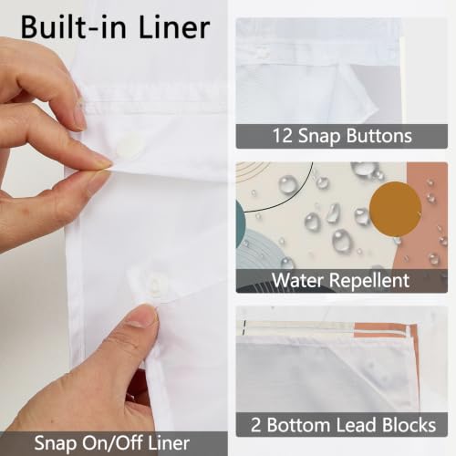 NAEMBCU No Hook Shower Curtain with Snap in Liner, 71x74 Inch by NAEMBCU - Used condition - Image 7