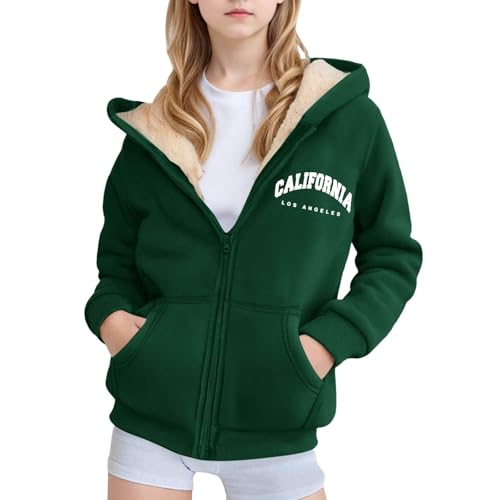 Los Angeles Zip Up Hoodie Girl Warm Sherpa Fleece Lined Fall Winter Sweat Jackets Casual Cozy Fuzzy Wool Coats with Pockets