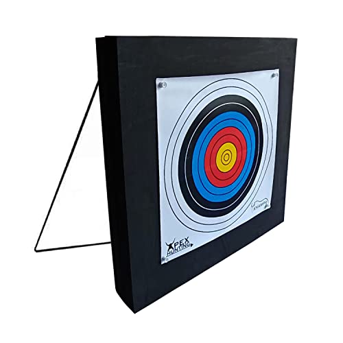 KHAMPA Archery Target for Backyard | 2x2 ft. Deluxe Double Layer Bow Target | Includes 2 Paper Targets and Push Pins for Crossbow or Compound Bows