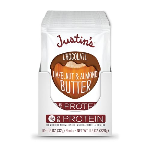Justin's Chocolate Hazelnut & Almond Butter Squeeze Pack, Organic Cocoa, Gluten-free, Responsibly Sourced, Packaging May Vary, 1.15 Ounce (Pack of 10) - Thumbnail 3