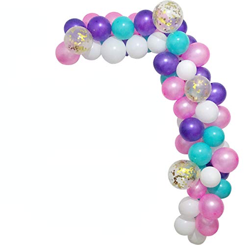 Ipalmay Kit de guirlande de ballons de 4,8 m, 113 pièces, décoration de fond idéale pour mariage, anniversaire, fête prénatale, décoration de fête de mariage - Bleu et rose Cover