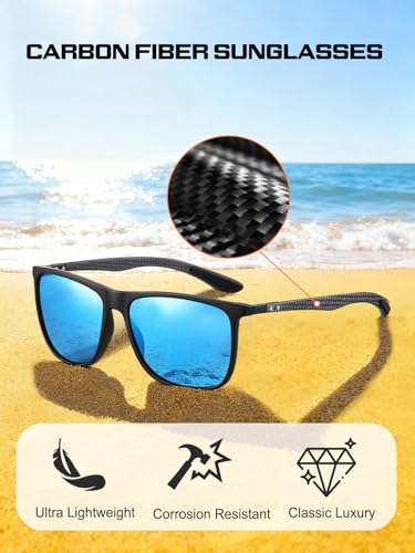 Image of HAOLOTA Polarized Sunglasses for Men Ultralight Carbon Fiber Temple,Square Sunglasses UV400 Protection for Driving /Golf