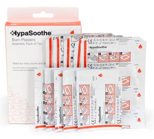 Safety First Aid Group HypaSoothe Burn Plasters Sterile Hypoallergenic Pack of 10 (Assorted)