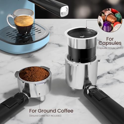 Electactic 20 Bar Espresso Machine, Professional Stainless Steel Coffee Maker with LCD Display, 45oz Removable Water Tank, Home & Office Espresso Maker for Cappuccino Latte Macchiato, Blue by Electactic - Used condition - Image 8