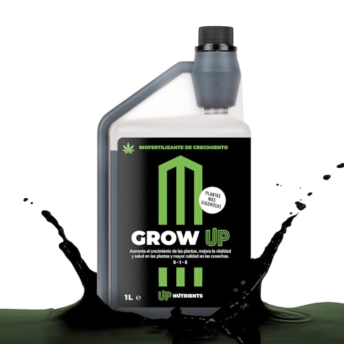 UP NUTRIENTS Bio Fertilizante GROW UP 1 L Crecimiento de Plantas y Cultivos - Abono Estimulador 100% Orgánico - Más Vitalidad y Salud en Cultivos - Más Calidad Cosechas - Plantas Más Vigorosas