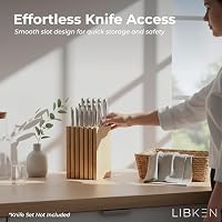 Libken Bamboo Knife Block – Minimal Scandinavian Design, Universal Knife Holder with 6 Slots for Up to 18 Knives – Fits Paring, Chef, Steak, Butcher Knives & Scissors, Countertop Knife Block — image 4