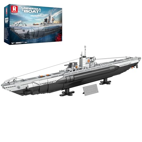 Reobrix U-Boat Set di blocchi da costruzione per sottomarini, kit modello sottomarino militare per adulti, collezione di decorazioni per la casa della seconda guerra battaglia mondiale 33050