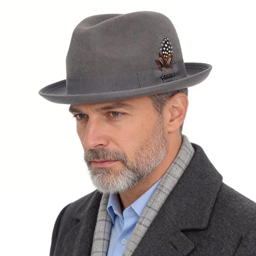 Image of FORBUSITE Wool Felt Wide Brim Fedora Hats for Women Men