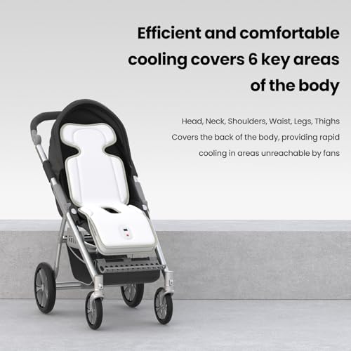 Image of Baby Stroller Cooling Pad with 2 Built-in Blower Up to 10H MAX 10000 mAh Rechargeable 3 Speed Adjustable Car Seat Liner Cooling Cushion for Toddler Outdoors Summer Baby Essentials