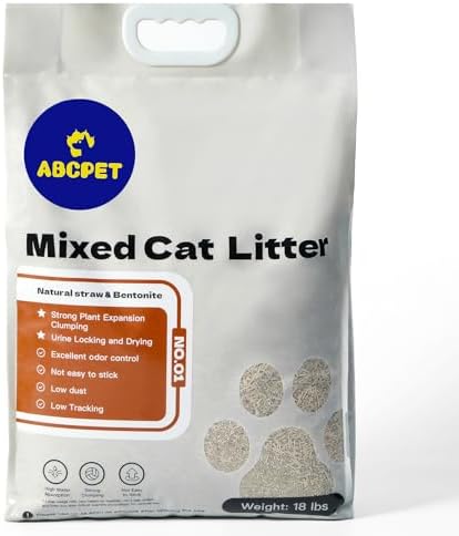 Natural Cat Litter Clumping Cat Litter,18 Pounds Mixed Straw Kitt...