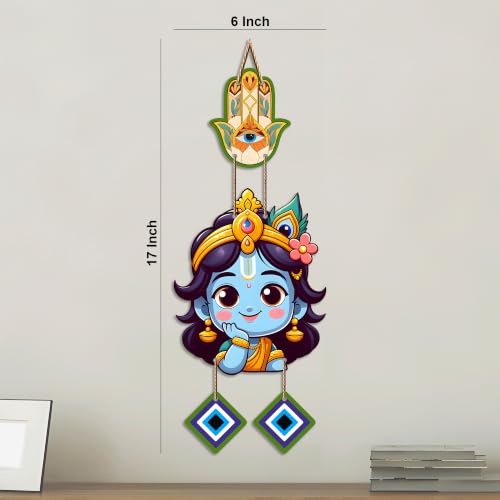 Image of Artvibes Bal Krishna Face Evil Eye Wall Hanging for Home Entrance Decor | Nazar Battu Protection Hanging for Living Room Bedroom Temple Office | Vastu Positive Energy Decorative Gift (WH 8573N)