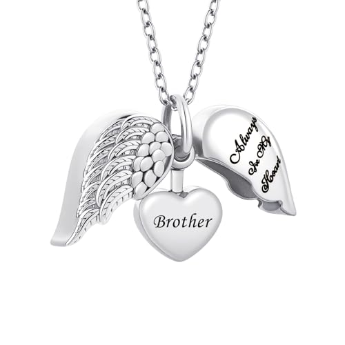 Bijoux de crémation aile d'ange et collier urne au fini commémoratif prestigieux